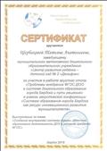Сертификат за участие в работе круглого стола "Проблемы внедрения ФГОС ДОО в системе дошкольного образования города Бердска" 2015